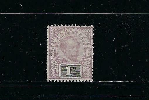 SARAWAK SCOTT #8 1888-97 SIR CHARLES JOHNSON BROOKE- 1 CENT MINT LIGHT HINGED