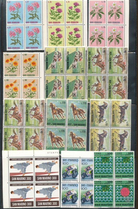 San Marino 1966/79 Sport Religion Mushrooms Flowers MNH (Apx 144 Stamps) CP485
