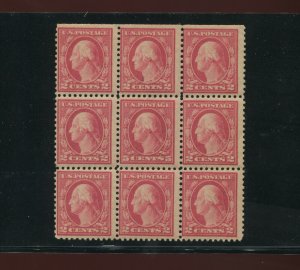 Scott 505 Washington Mint Color Error Stamp in Block of 9 NH (505-63)
