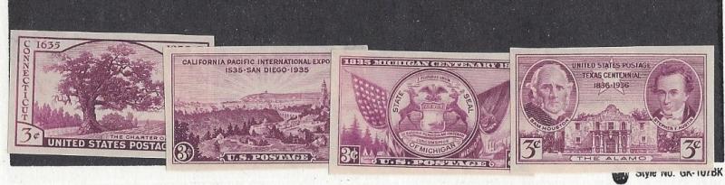 United States, 778a-d, TIPEX Imperf Singles, **MNH/Hinged**