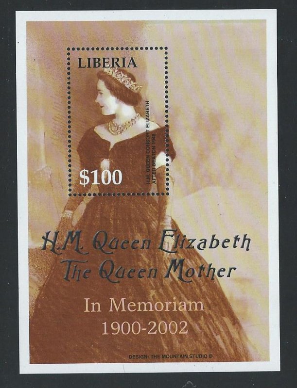 Liberia souvenir sheet overprint in memoriam to the queen  mnh