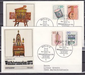 Germany, Scott cat. 9nb101-104. Music Instruments issue. 2 First day covers. ^
