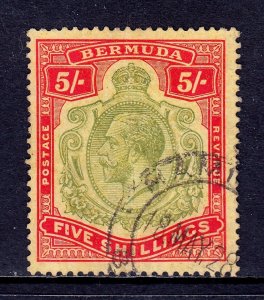 BERMUDA — SCOTT 52 (SG 53d) — 1920 5/- KGV KEY PLATE — USED — SCV $150