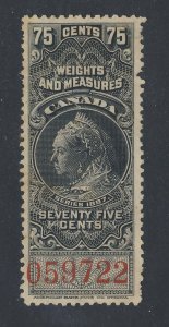 Canada 1897 Revenue Weights & Measures stamp; #FWM40-75c (#059722) GV = $35.00