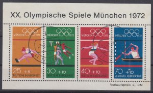 Germany 1972 Sc#B490 Mi#SS 8 used - Olympics (BU1784)