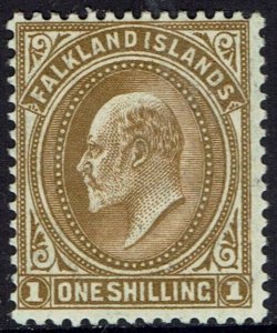FALKLAND ISLANDS 1904 KEVII 1/-