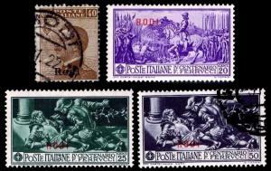 1912-30 ITALY - AEGEAN ISL - RHODES #8 & 24-26 - MIXED - F/VF+ - $30 (ESP#2169)
