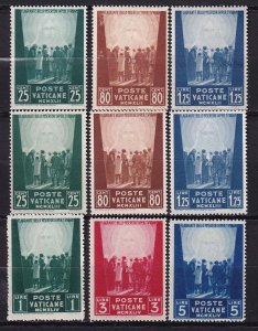 1942 - VATICAN - Scott #77-79, 84-86, 99-101 - MNH**