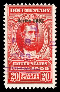 Scott R610 $20.00 1952 Dated Red Revenue Used F-VF Cat $16