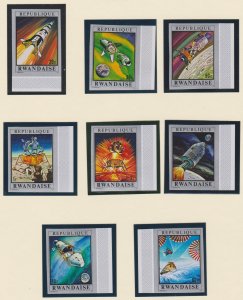 Rwanda # 373-380, Apollo Spaceship, Imperf Set, Mint NH