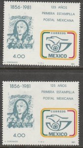 MEXICO 1242-1242a, 125th Anniv. of Mexican Stamps UNWMKD & WMKD. MINT, NH. VF