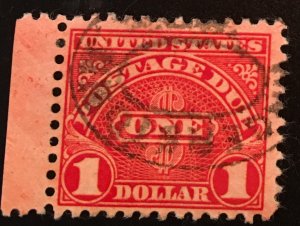 J87, Postage Due, $1, circulated single, 11 x 10.5 perf., Vic's Stamp Stash