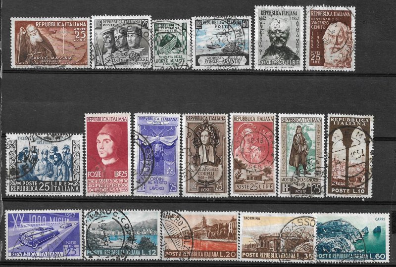 COLLECTION LOT #482 ITALY 18 STAMPS 1952+