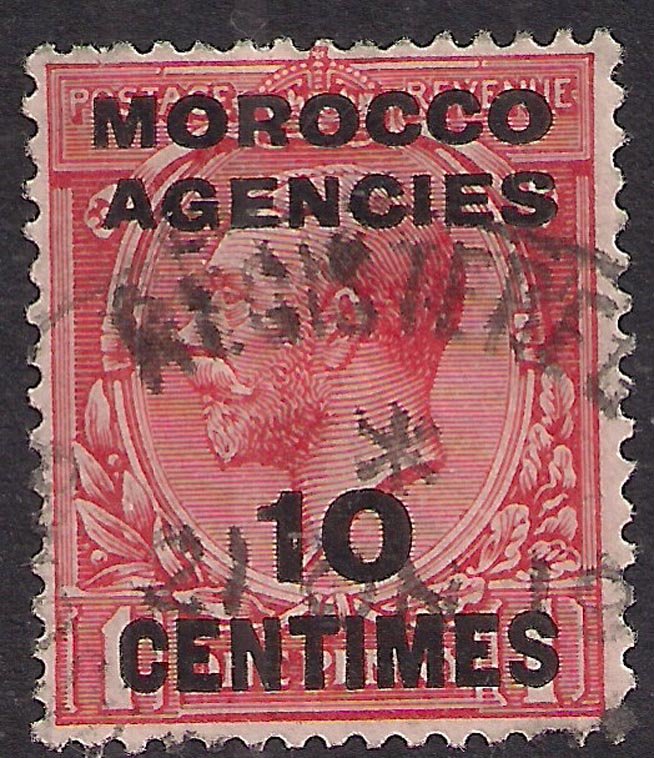 Morocco Agencies 1925 - 34 KGV 10ct on 1d Scarlet used SG 203 ( R735 )