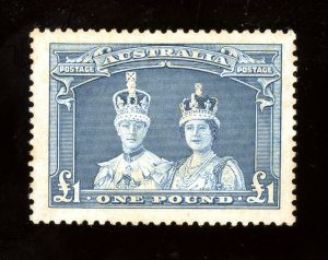 1938 Australia Scott #179 Mint VLH £1 Denom. King George VI & Queen Elizabeth