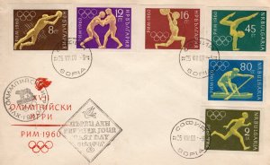 Bulgaria 1960 Sc#1113/1118 OLYMPIC GAMES ROMA Set IMPERFORATED (6) FDC