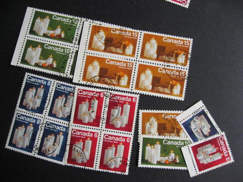 Canada Christmas Sc 606-9 U Reg,Winnipeg,Ottawa tags, singles,blocks ex Bileski