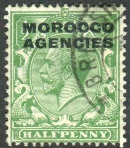 MOROCCO AGENCIES-1925-36 ½d Green TYPE 8 OVERPRINT.  A fine used example Sg 55