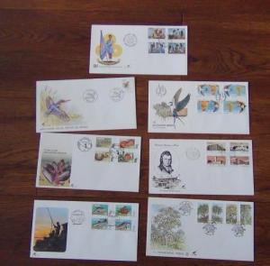 Ciskei 7 FDCs 1983 1985 sets Trees Birds Fish Angling Youth Education etc