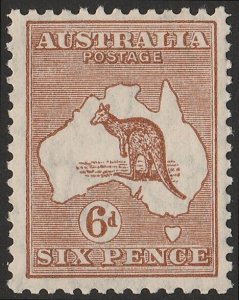 AUSTRALIA 1929 Kangaroo 6d small multi wmk. MNH **. ACSC 22A cat $100.