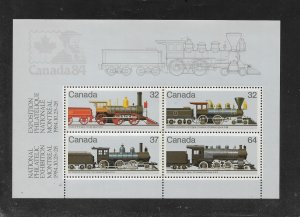 Canada Stamps: 1984 Steam Locomotives Issue #1039a; Souvenir Sheet/4; MNH