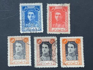 IRAN lot of 1942-45 Stamps Mohammad Reza Shah Pahlavi 10R 20R 2.50R 1.50R