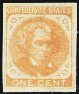 14a, Mint XF NH Deep Orange 1¢ Confederate Stamp * Stuart Katz