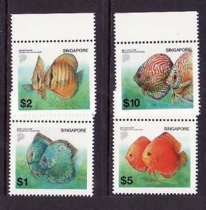 Singapore-Sc#1018-21a- id8-unused NH set + sheet-Fish-Marine Life-2001-