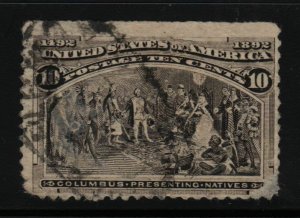 1893 Columbian Exposition 10c brown Sc 237 used, fault