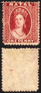 Natal SG19 1d Carmine-red No Wmk Perf 13 Mint (no gum)  Cat 150 pounds