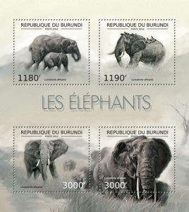 BURUNDI - 2012 - Elephants - Perf 4v Sheet - Mint Never Hinged