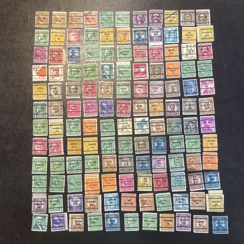 132 All Different Bureau Precancel Stamp Lot Many Different States And Towns 