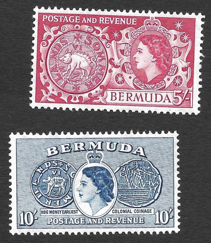 Doyle's_Stamps: MvLH 1953 Bermuda Queen Elizabeth II Commems, Sct  #160* & #161*