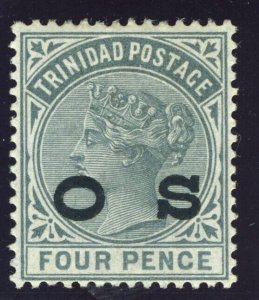 Trinidad 1894 QV Official 4d grey MLH. SG O4. Sc O4.