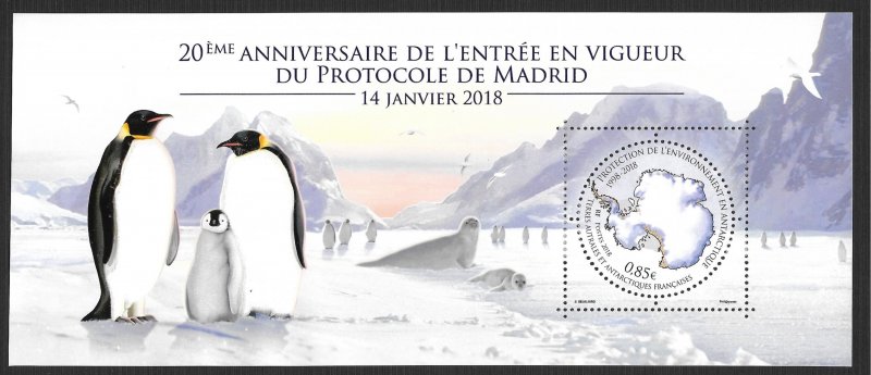 French Southern & Antarctic #586 85c Map of Antarctica - Penguins MNH