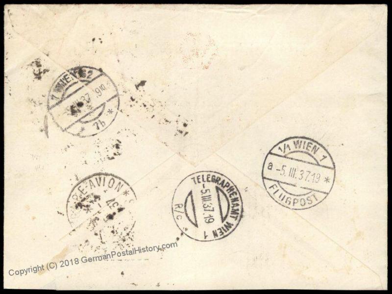 French Morocco 1937 Airmail Incoming Austria Rohrpost Pneumatic Cover 66940