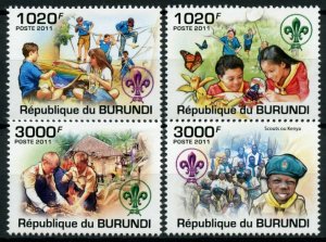 Burundi Scouting Stamps 2011 MNH Boy Girl Scouts Butterflies 4v Set