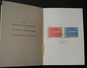 Switzerland 1957 FDC europa first day letter booklet PTT bern pm vfu