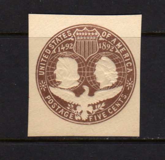 US United States Cut Square U350 Unused LH Columbus & Liberty