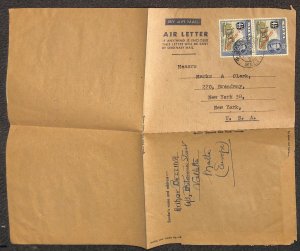 MALTA #240 (x2) STAMPS AEROGRAMME STATIONERY MARKS & CLERK VALLETTA TO USA 1955