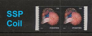 US 4868 Star-Spangled Banner forever coil pair SSP MNH 2014