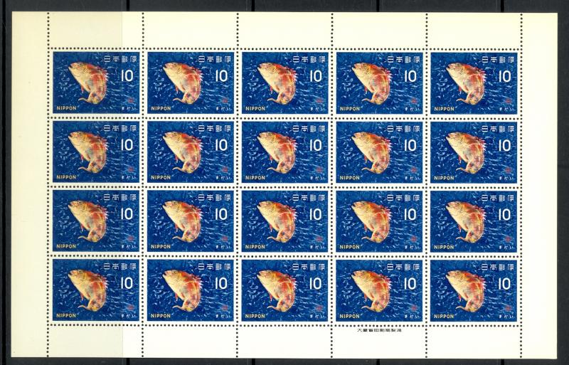 JAPAN 1966-67 10y BREAM SHEET OF 20 Sc 862 MNH