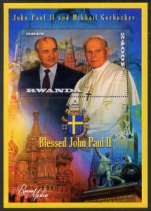 RWANDA - 2013 - Pope & Mikhail Gorbachev - Perf De Luxe Sheet -MNH-Private Issue