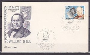 Italy, Scott cat. 1386. Roland Hill, Stamp on Stamp. First day cover. ^