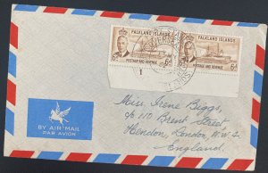 1952 Port Stanley Falkland Island First Overseas Airmail Cover FFC To England