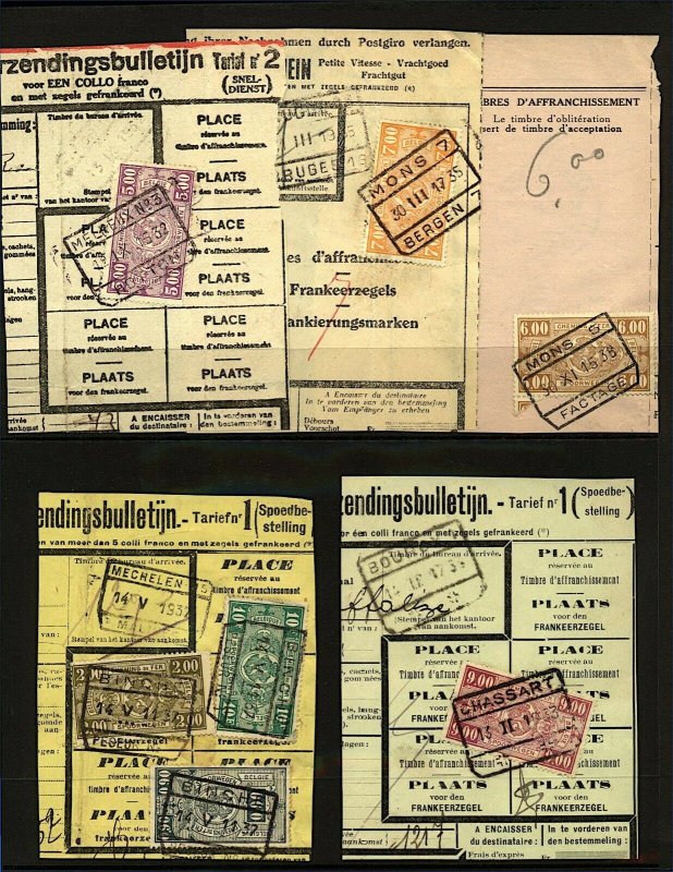 Belgium Railways 1930s issues tied to 10 document pieces with different  VFU