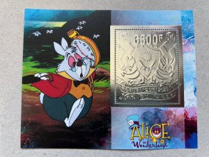 Stamps. Disney Alice in Wonderland 5 blocks Foil Silver perforated NEW 2023 year