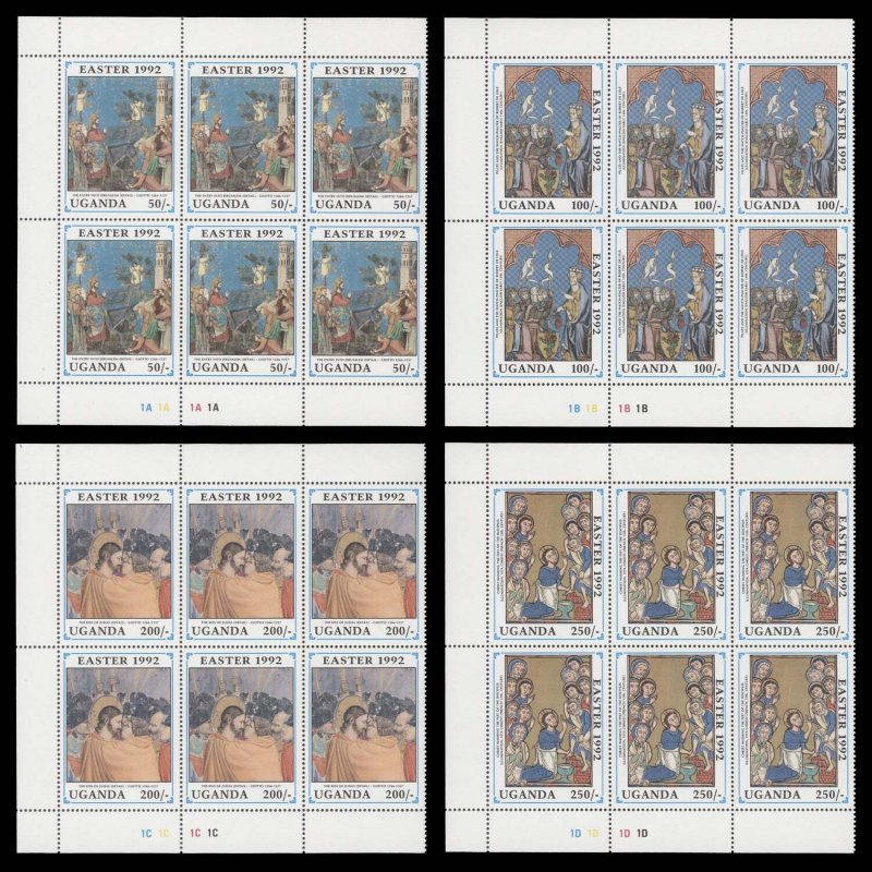Uganda 1992 (MNH) Easter plate blocks ✔️
