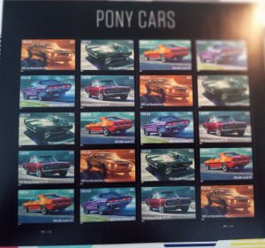 US# 5715-19, Pony Cars, Sheet of 20 4ever stamps (2021)