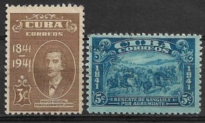 1942 Cuba 373-4 Ignacio Agramonte Loynaz used C/S of 2.